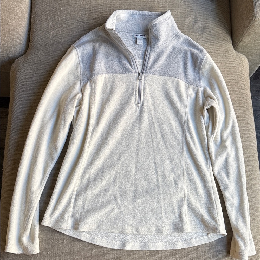 Old Navy White and Gray Half-Zip Sweater